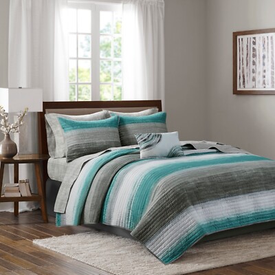 Madison Park Essentials Saben Quilt Set with Cotton Bed Sheets