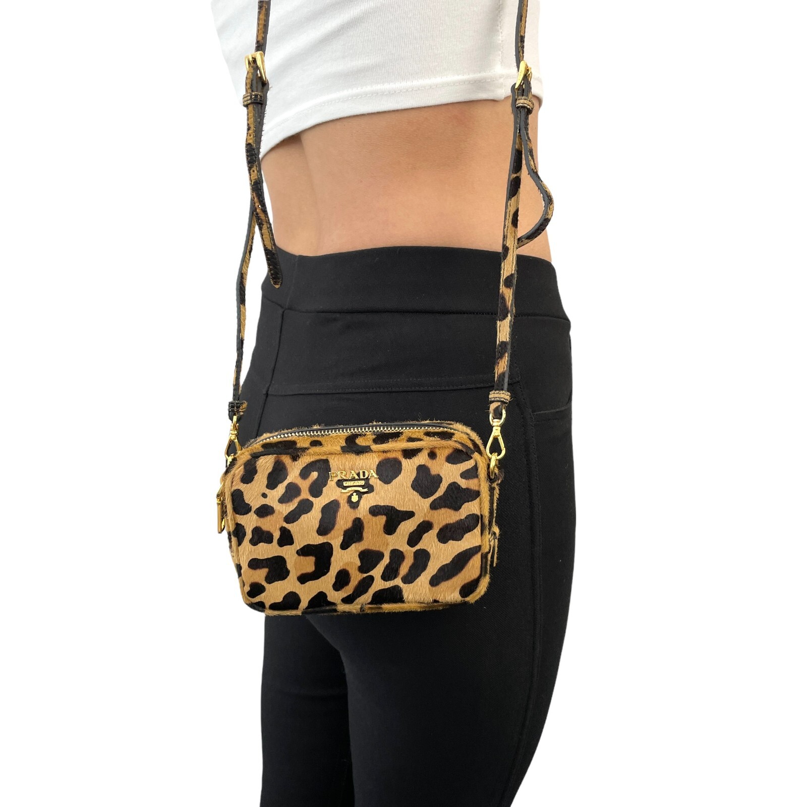 PRADA Vintage Logo Leopard Crossbody Bag Mini Bag Pouch PRADA Vintage Logo Leopard Crossbody Bag Mini Bag Pouch