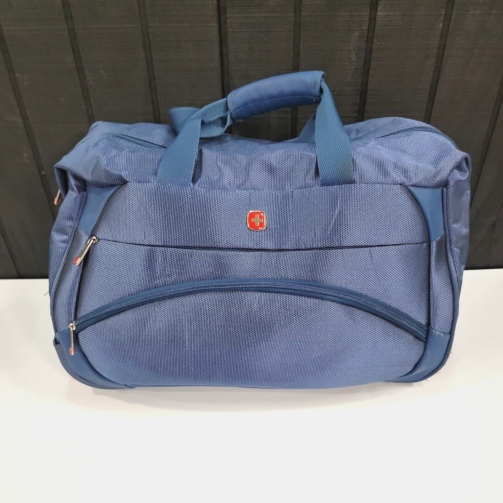 Swiss Gear Duffel Luggage Bag Travel Blue Rolling Wheeled Carry On Heavy Duty