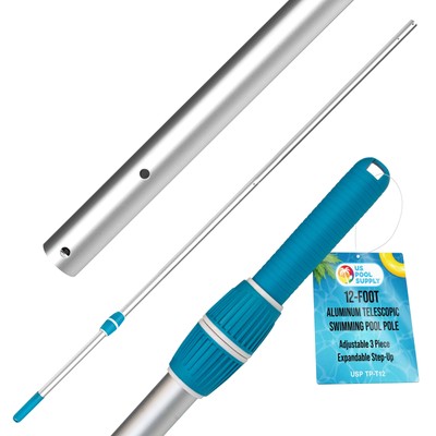U.S. Pool Supply 12ft Aluminum Telescopic Swimming Pool Pole, Twist Locking Cams