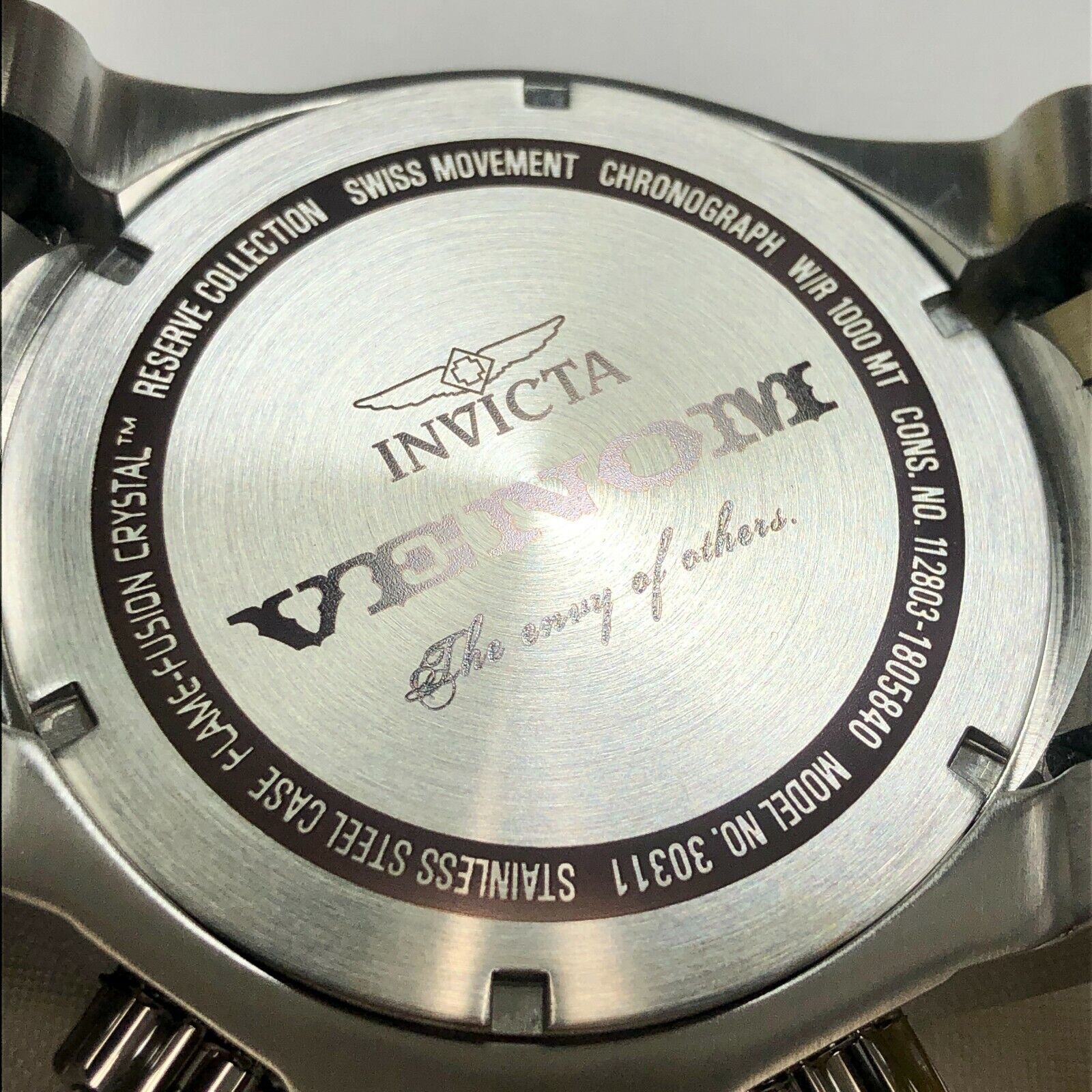 Pre-owned Invicta 30311 Reserve 52mm Venom Cobra Swiss Quartz Chrono Brclt. Watch -silver