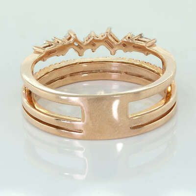Pre-owned Jewelwesell 10k Rose Gold Baguette Round Diamond Wave Multi-row Fancy Band Ring 0.40ct In White