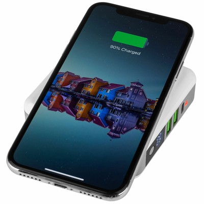 Wireless Qi Charger Dual 2.4A USB One USB-C ports with 6700mAH Battery Bank