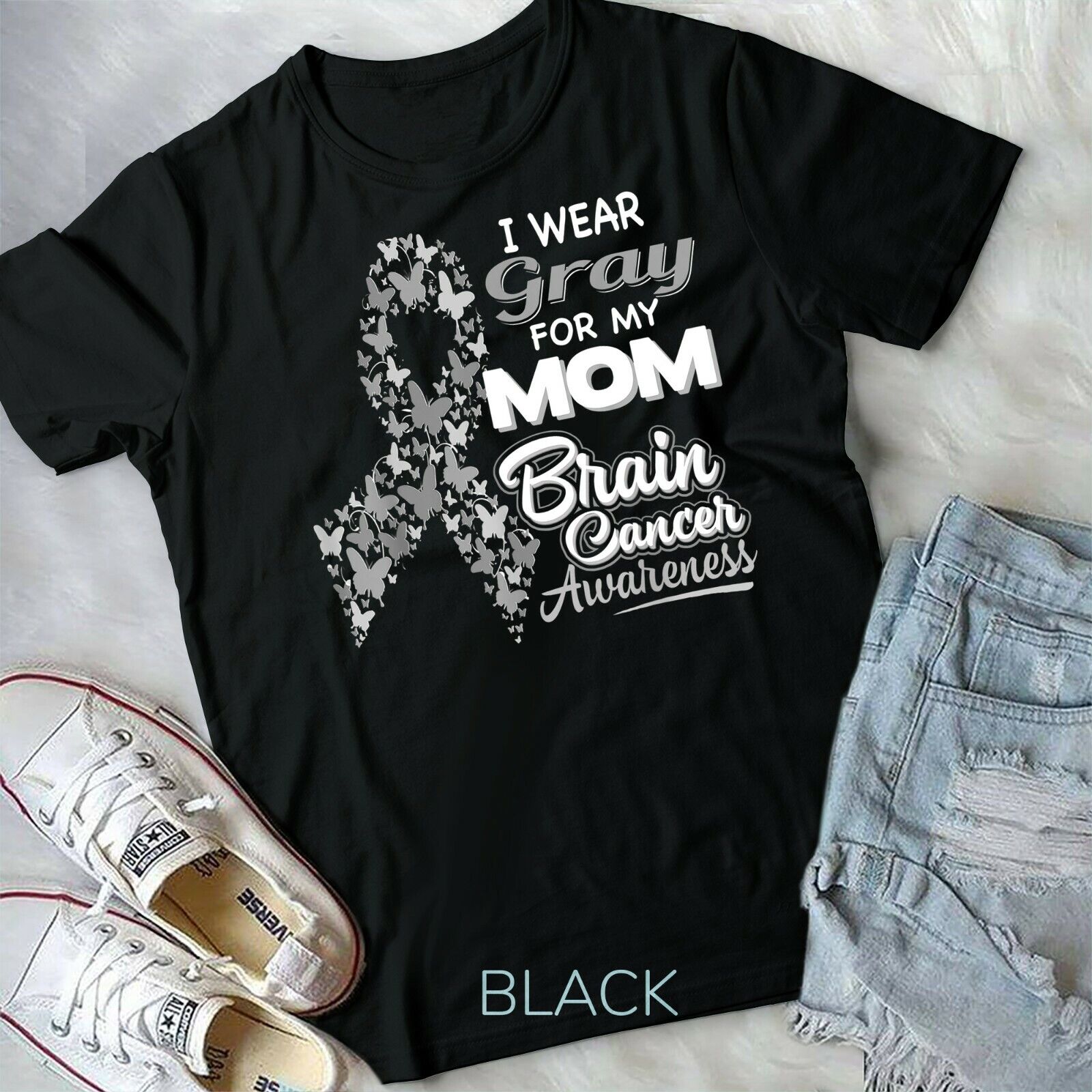 I Wear Grey For My Mom Brain Cancer Awareness T Shirt I Wear Grey For My Mom Brain Cancer Awareness T Shirt