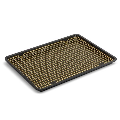12''x17'' Nonstick Baking Sheet & Cooling Rack Set Bakeware Cake Pan Black Kitchen