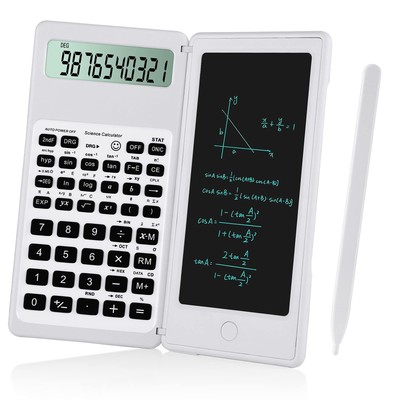 Scientific Calculators for Students, White Math Calculator with Notepad,10-Di...
