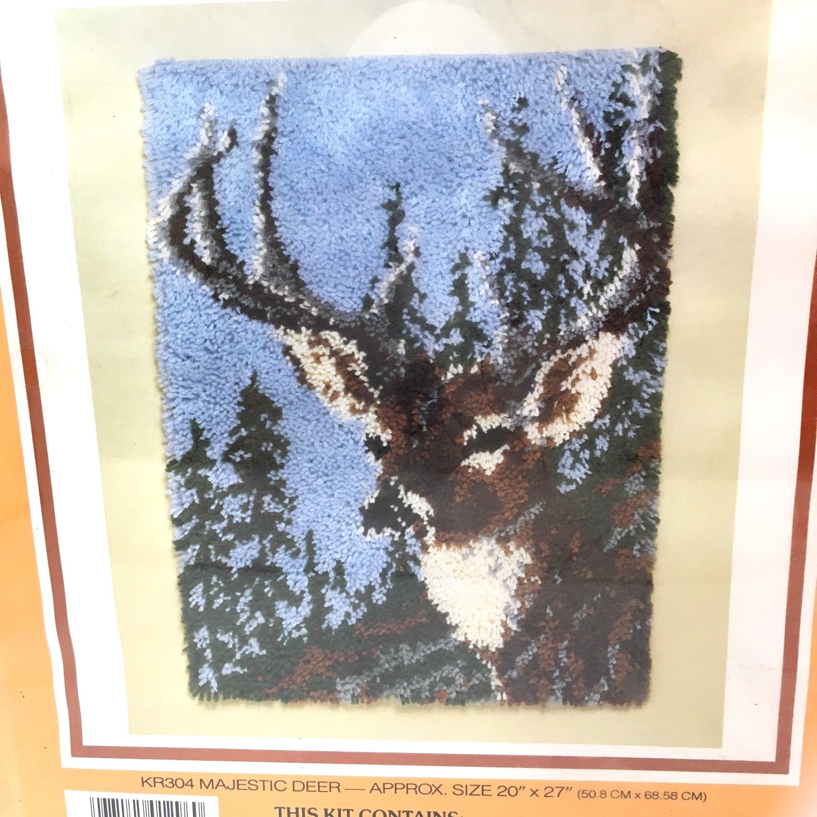 Vintage National Yarn Crafts Latch Rug Hook Kit  20 x 27 Majestic Deer NOS 1983