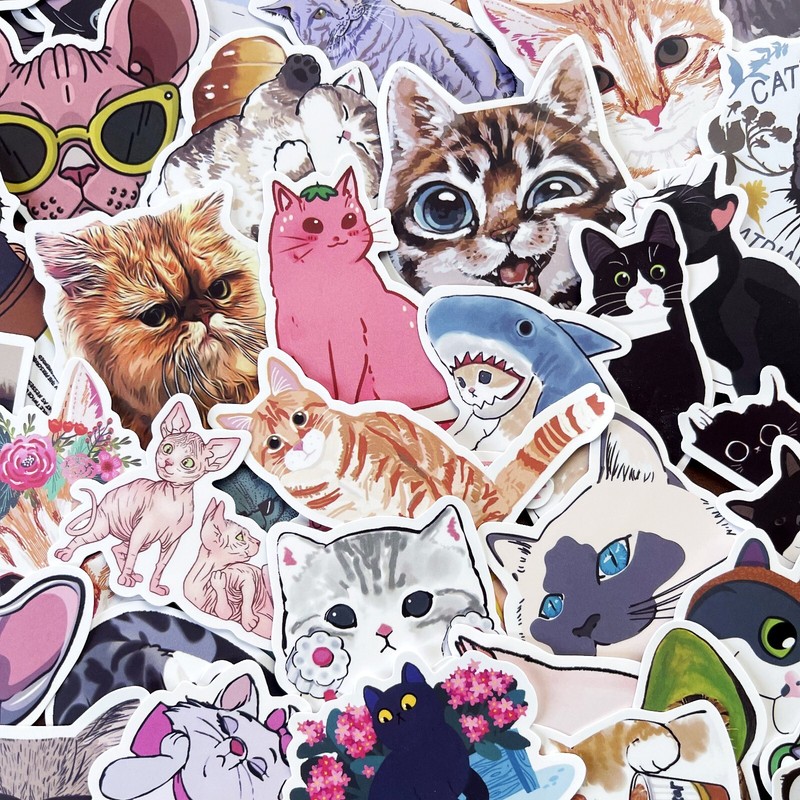 50 Pcs Crazy Cat Lady Kitty Stickers for Girlfriend Girls