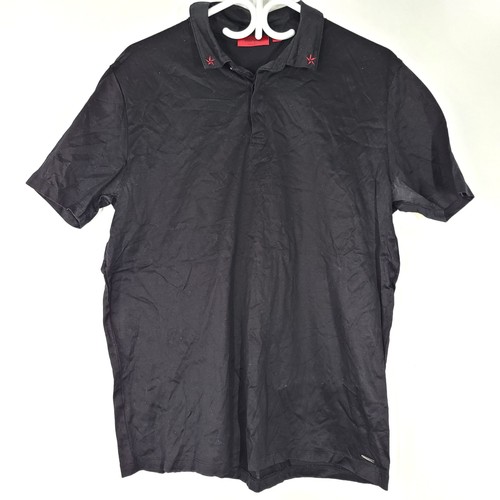 Hugo Boss Men's Dauter Polo Shirt Star Embroidery on Collar Black Sz L