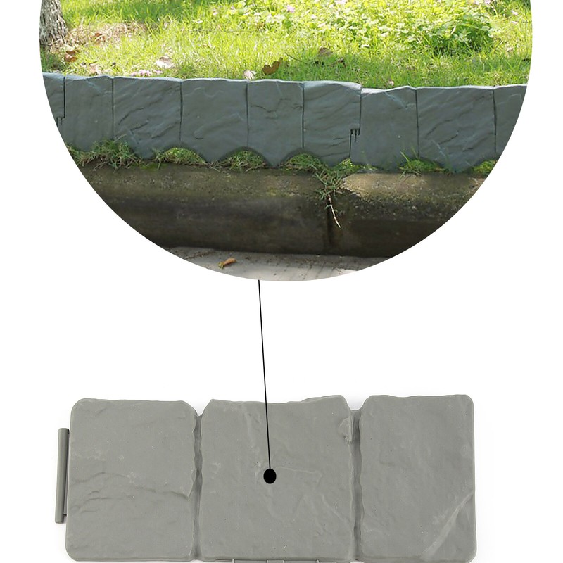 40x Rasenkante Mähkante Kunststoff Beetumrandung Steinoptik grau