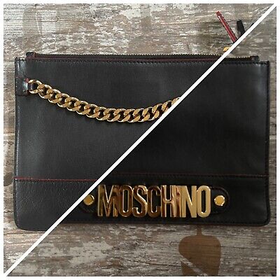 100% Authentic Moschino 30th Anniversary LIMITED EDITION Black Leather Clutch