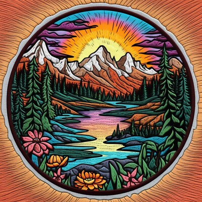 Nature Flowers Patch Embroidered Iron-on Applique Seek Adventure Mountains