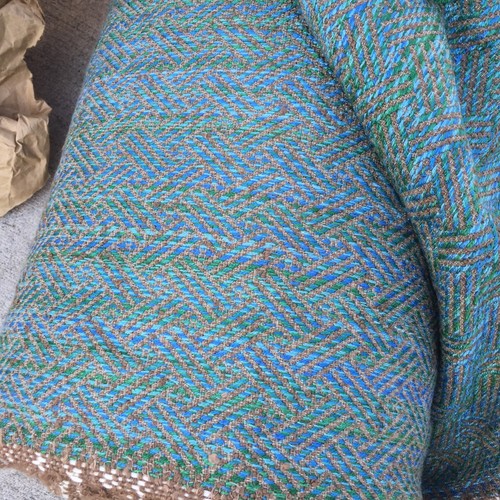 Vintage Tweed Fabric  Blue/green  $15  Yard Kiesling Hess 1970's Fabric