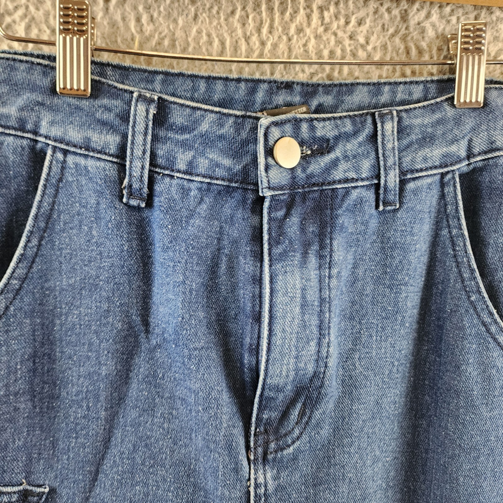 Gracia Front Slit Long Denim Skirt Women's M Blue Heather Side Pocket Button Zip - Picture 4 of 15