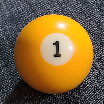 Vintage # 1 Yellow Solid Pool Ball Replacement 2.25'' Bold Numbering