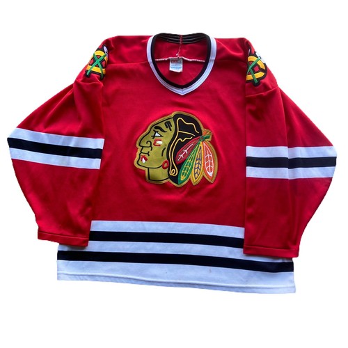 CCM - USA製 ブラックホークス NHL ホッケーシャツ M CCM Maska CCM - USA製 ブラックホークス NHL ホッケーシャツ M CCM Maska