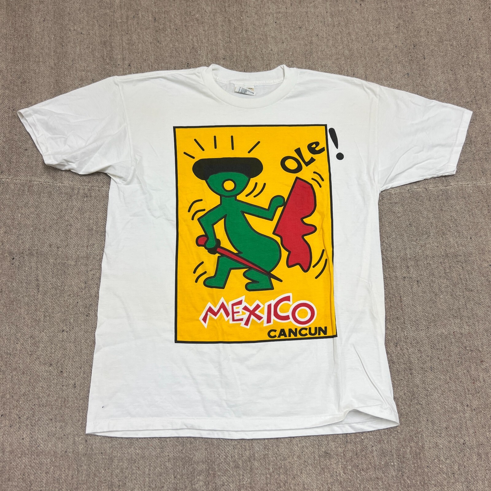 Vintage Keith Haring Shirt Mens XL White 1990s Mexico Cancun