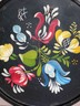 Hand Painted Kitchen Aluminum Pan Floral Folk Art Rosemal Toleware Black FREE SH