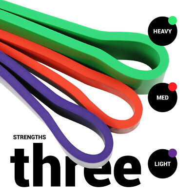 Set of 3 Exercise Yoga Power Gym Fitness Workout Heavy Duty Resistance Band Loop