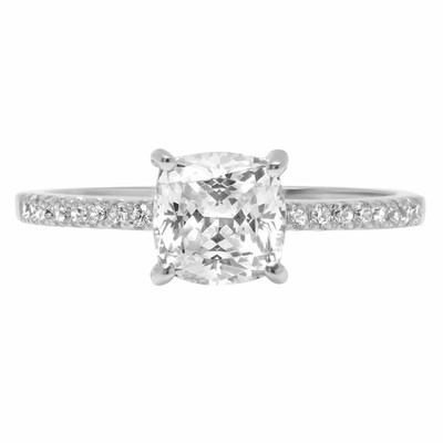 Pre-owned Pucci 1.66 Cushion Cut Moissanite Promise Bridal Wedding Designer Ring 14k White Gold In White/colorless