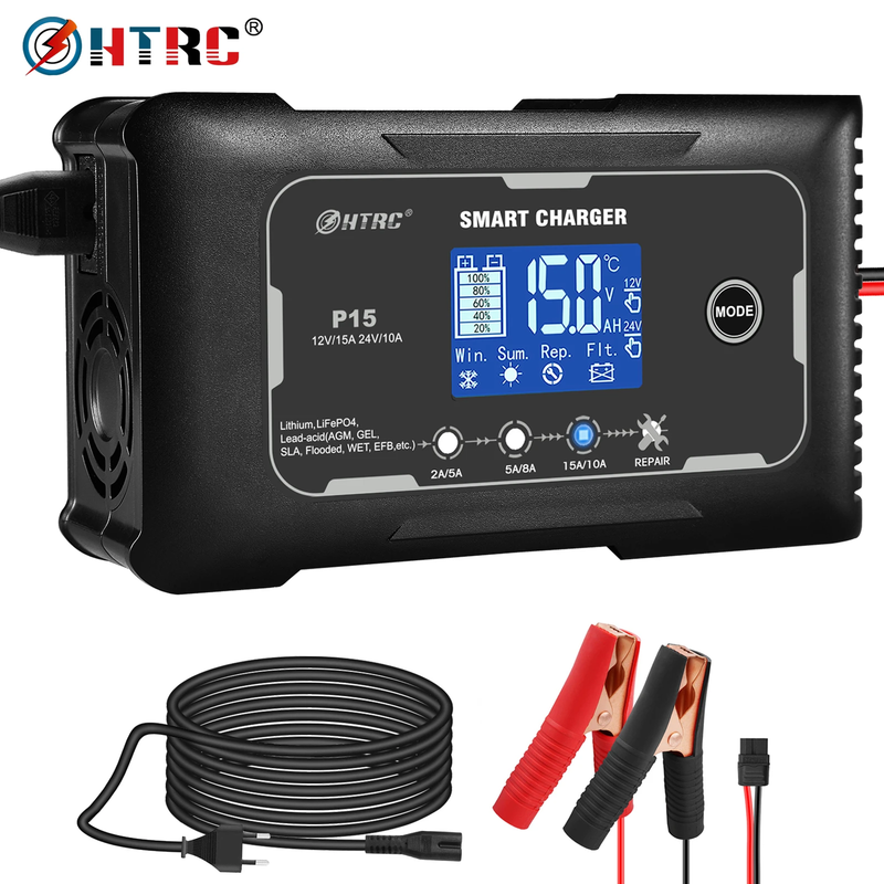 HTRC 12V/24V 15A/20A/25A/35A Automatic Battery Charger For PB LIFEPO4 AGM Gel L