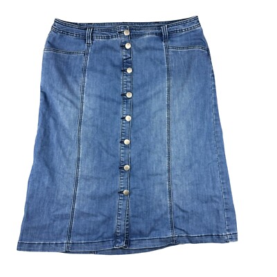 Avenue Denim Skirt Women's 16 Blue Jean A-Line Skirt Long Midi Casual Pockets