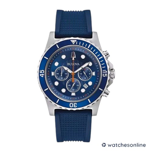 Pre-owned Bulova Men's Classic Quartz Chronograph Calendar Blue Watch 44mm 96k108