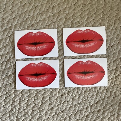Vintage 1980s Set Of 4 Lips Stickers