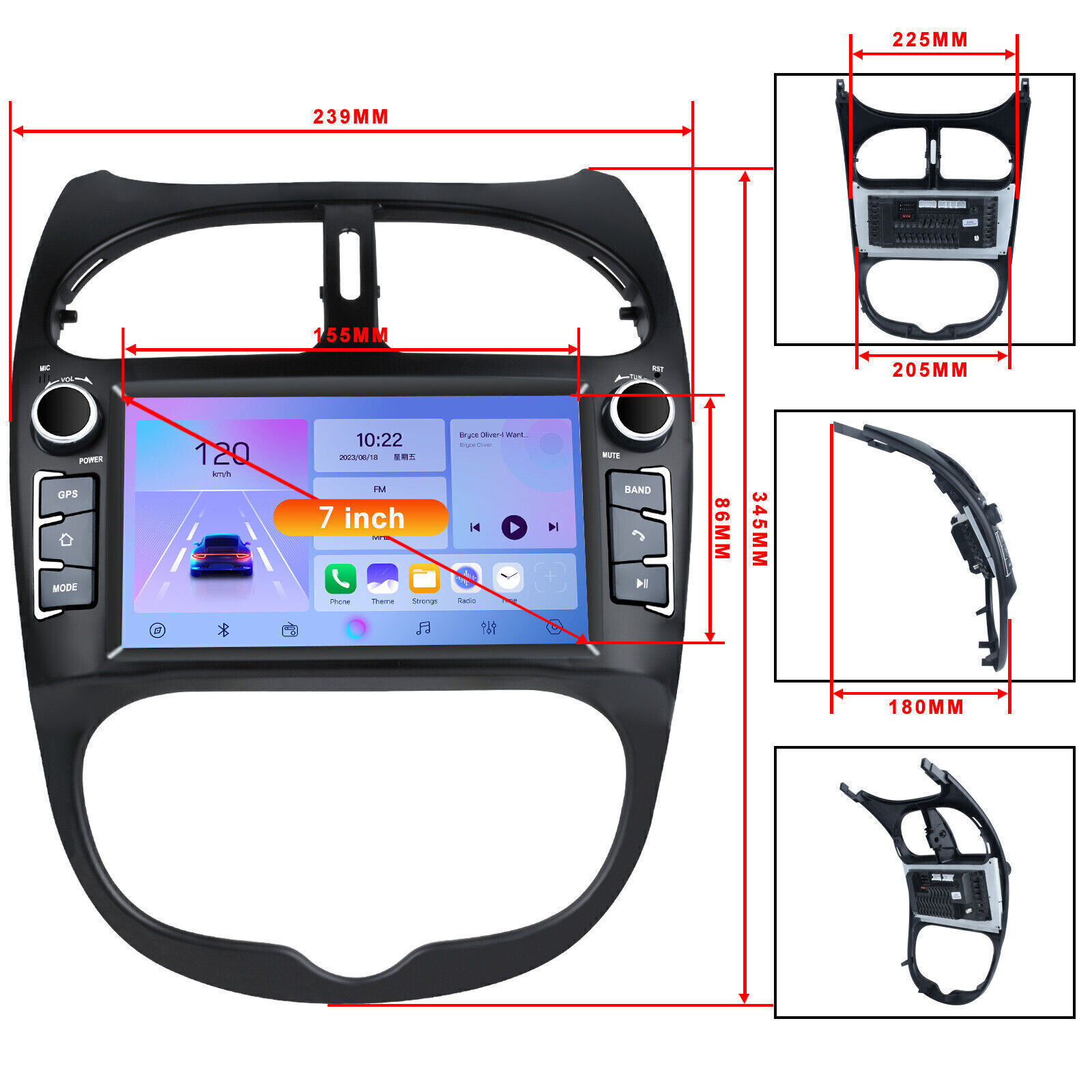 Autoradio Android 13 1Go+32Go Pour Peugeot 206 / 206 CC 2001-2016 – Écran 7" Tactile, GPS, Mirror Link, WiFi, Caméra De Recul