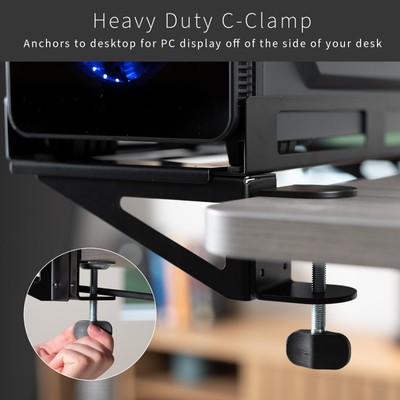 VIVO Clamp-on Adjustable Deskside Gaming PC Holder with Wall Mounting Option