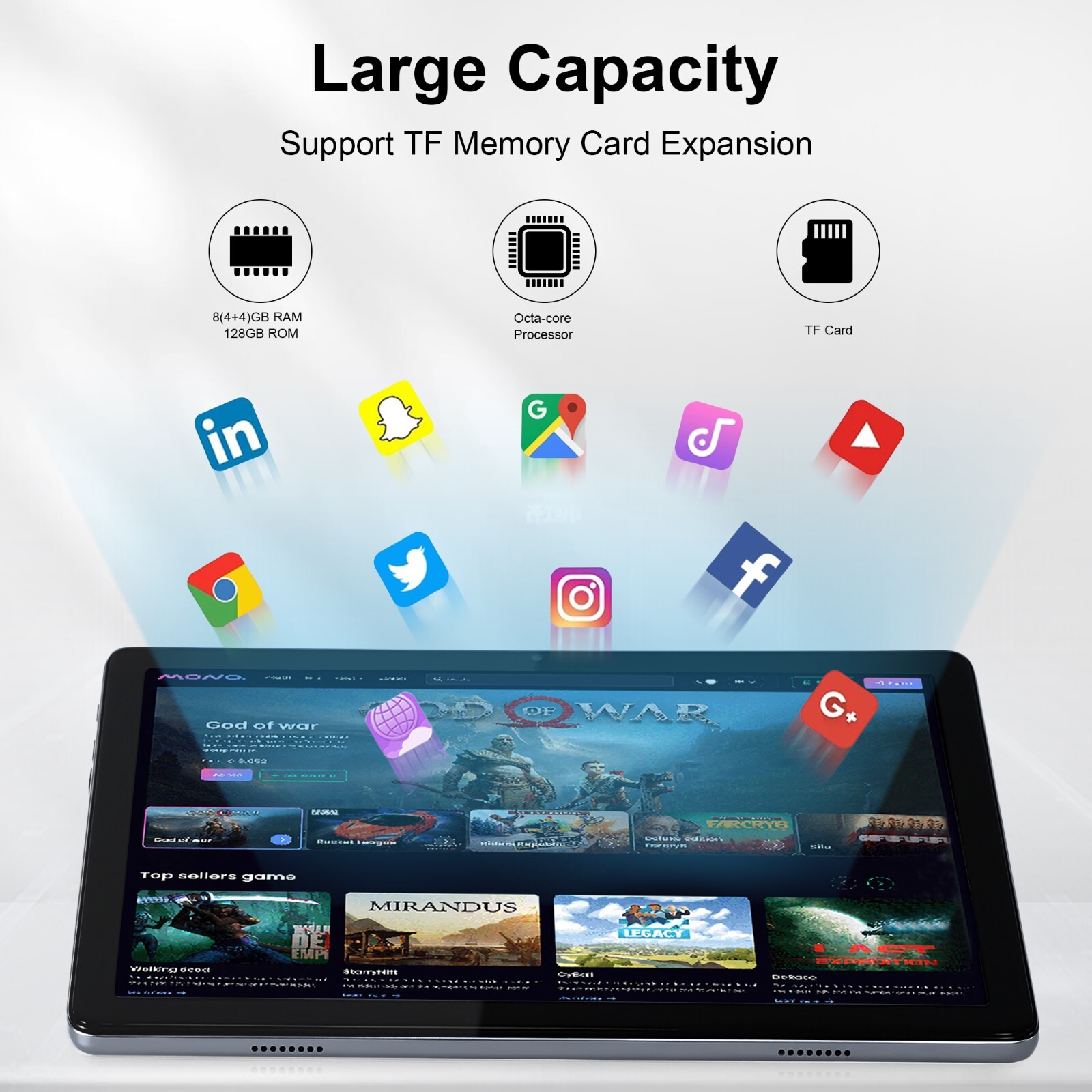 Veidoo Android 13 Tablet 10 inch, 10.1'' IPS Display, 8GB(4+4 Expand) RAM 128GB