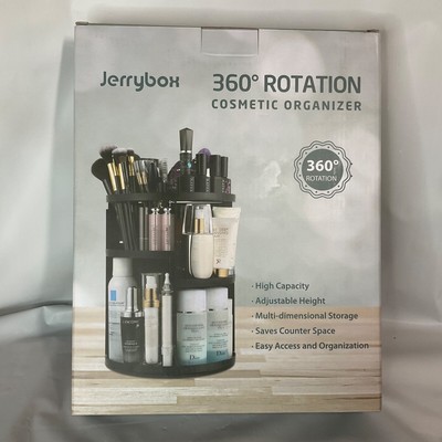 360 Rotating Makeup Organizer Vanity Holder White Adjustable Shelf Jerrybox