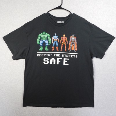 Mad Engine Marvel Shirt Mens Extra Large Pixel Hero Geek Hulk Iron Man Thor Logo