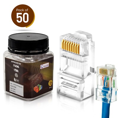 100 Pcs Cat6 RJ45 Connector LAN UTP Ethernet Network Cable End 8P8C modular Plug