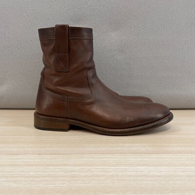 Ecco Ankle Boot Women's Size 41 Brown Leather Almond Toe Side Zip