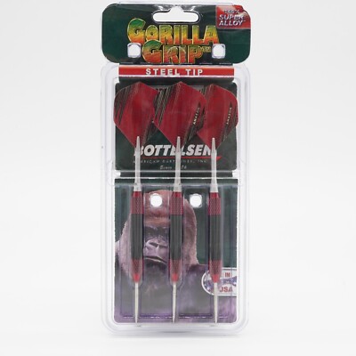 Bottelsen Gorilla Grip Steel Tip Darts Red/Black 20GSR 20 Grams NEW!!