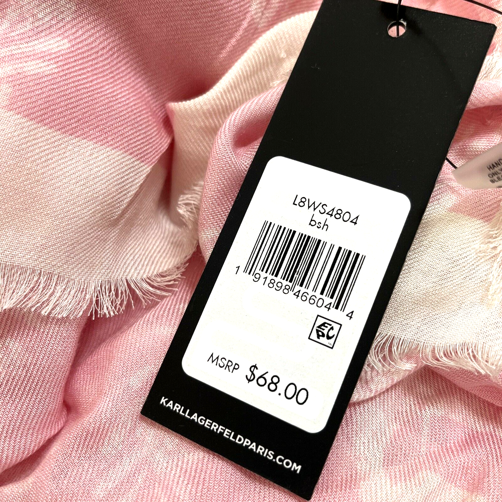 New Karl Lagerfeld Paris Two Toned Pashmina Modal Scarf 58"x 112" Pink White