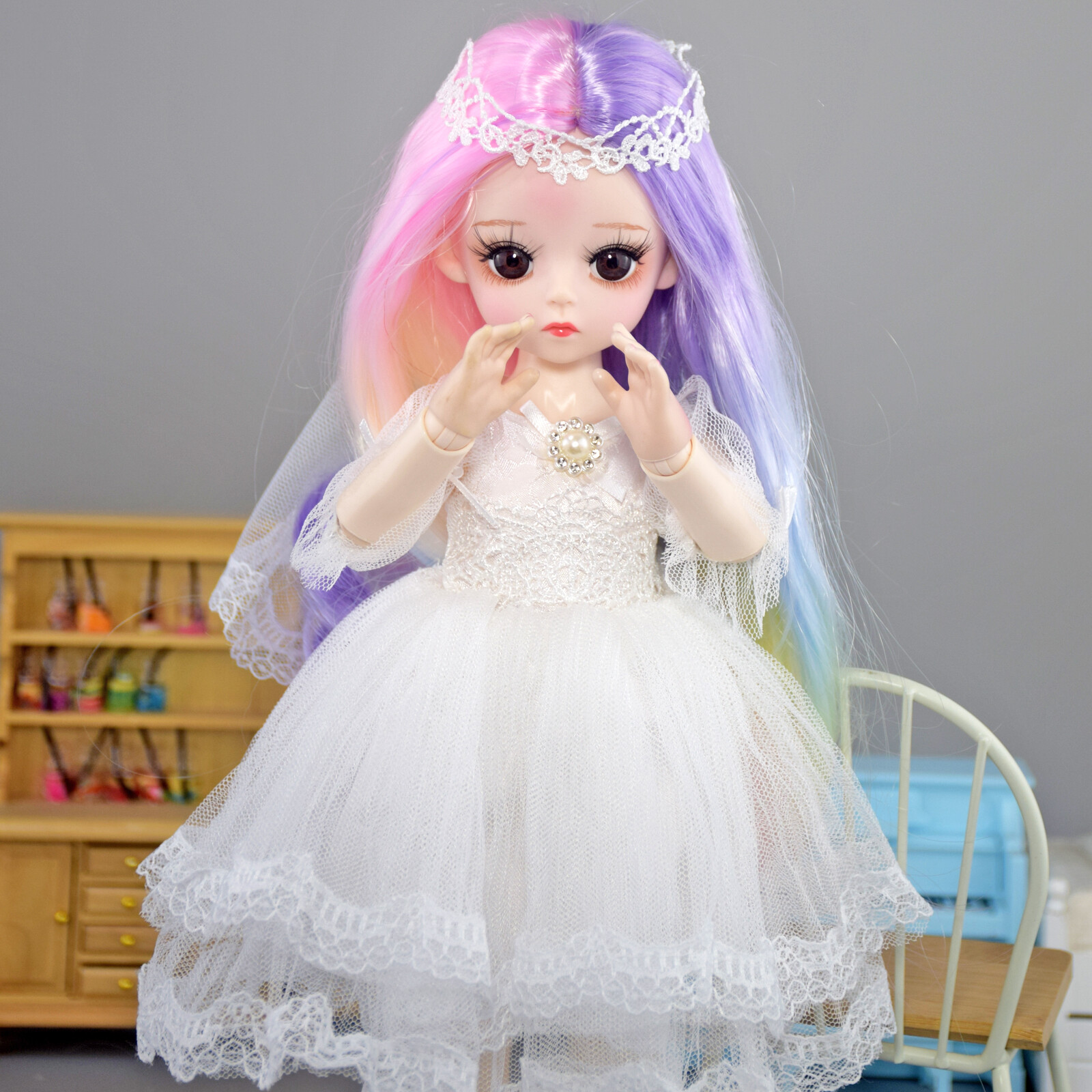 1/6 BJD Doll Toy 12 inch Cute Girl Doll w/ Colorful Curly