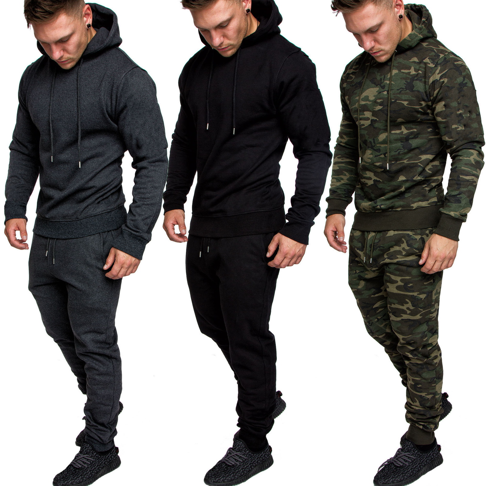 Herren Cargo Stil Sportanzug Jogginganzug Trainingsanzug Sporthose+Hoodie R28