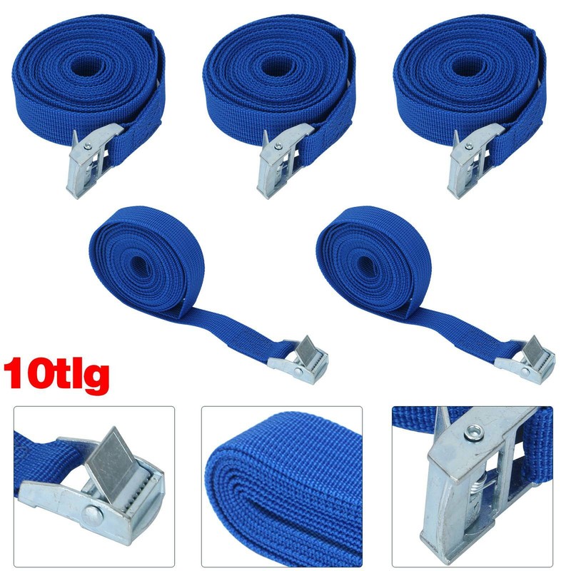 10 x 250 kg 3 m Spanngurte mit Klemmschloss Befestigungsriemen Zurrgurte 20 mm