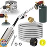 Propane torch weeds burner kit, large propane torch high BTU, Blow Torch with 1lb Propane Converter 10FT Braided Hose, Heavy Duty Flamethrower with Turbo Trigger for Weeding,Roofing, Melting Ice/Snow