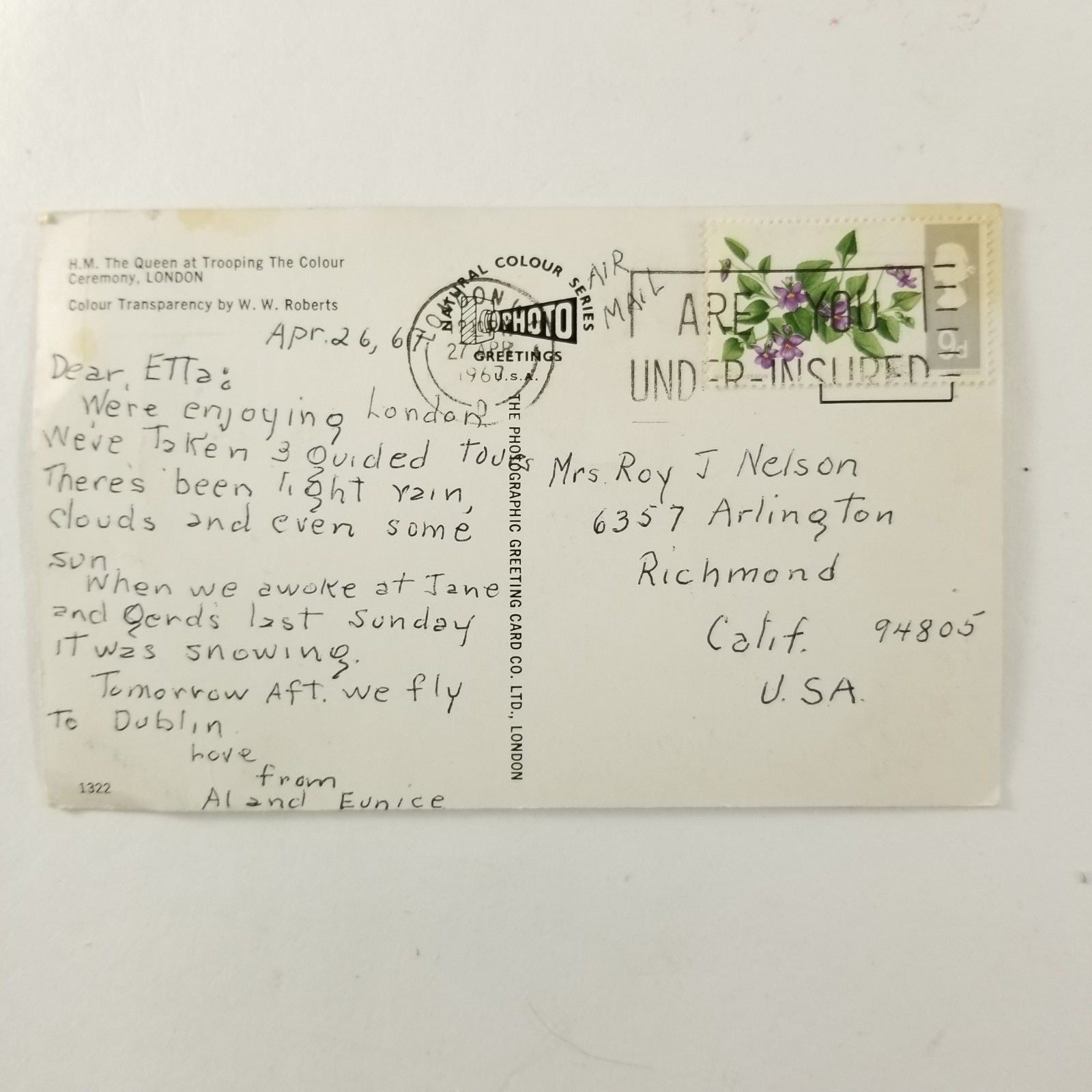 Postcard Vintage Queen Elizabeth Horseback Horse Trooping the Colour Ceremony