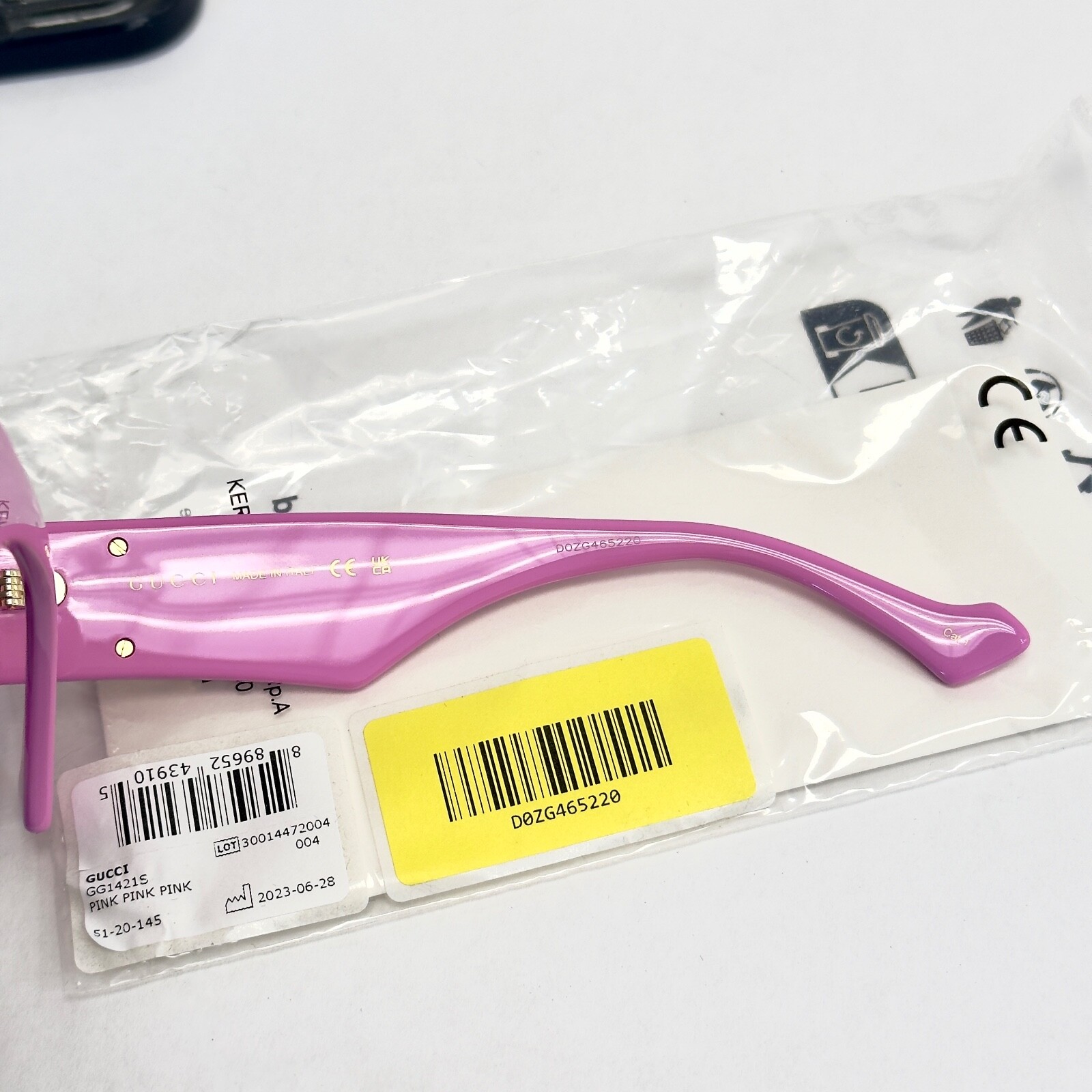 Pre-owned Gucci Pink 1421 Geometric Gold Logo Gg1421s Runway Sunglasses 004 Authentic