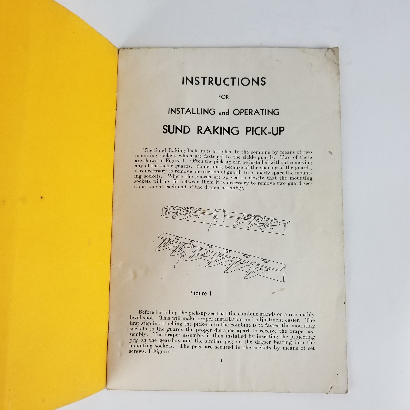 Sund Raking Pick-up Instructions for Installing and Operating Booklet Vintage