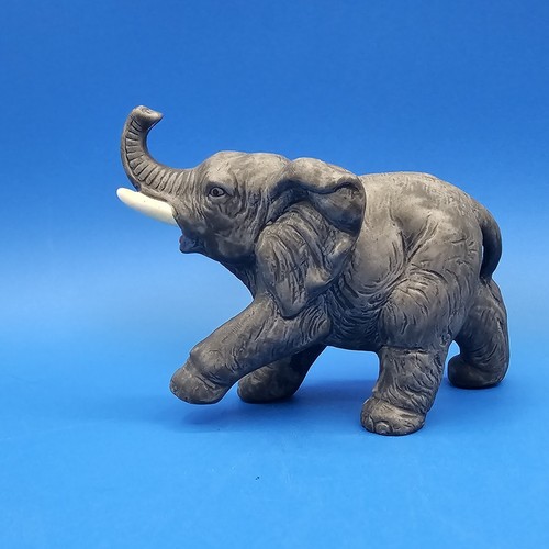 VTG 1985 Lefton Bisque Porcelain Elephant Figurine Raised
