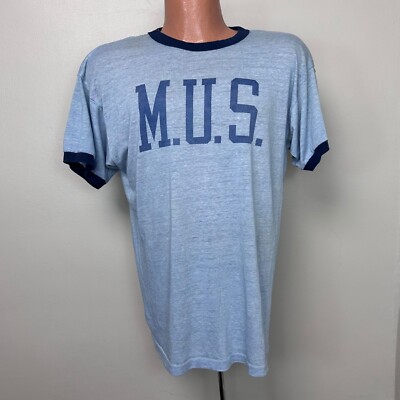 Vtg 1980s MUS T-Shirt Champion Ringer Tee 80s Memphis University School Owls