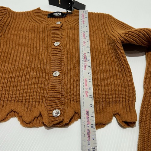 Pre-owned Versace Brown Wool Knit Cardigan Sweater Distressed Hem It 38/ Us 2 $1,450