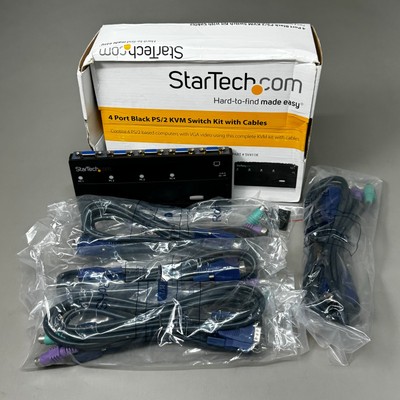 STARTECH.COM 4 Port Black PS/2 KVM Switch Kit with Cables Black SV411K