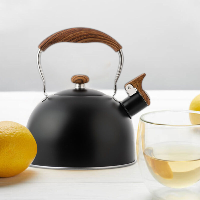 1PCS 2.5L Whistle Boiling Kettle with Wood Grain Anti Scald Handle