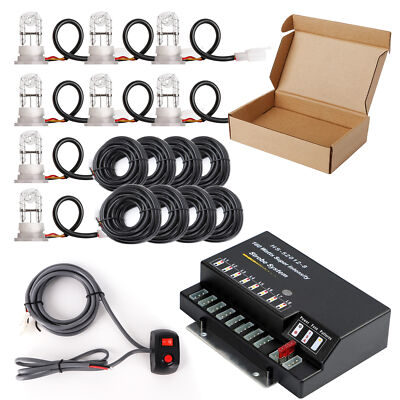 8 PACK HID Hazard Strobe Lights Kit White Emergency Warning Hideaway Driving